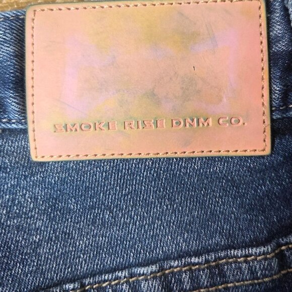 Mens Smoke Rise Distressed Rip and Repair Blue Denim Jeans Size 36/34 - Picture 5 of 7